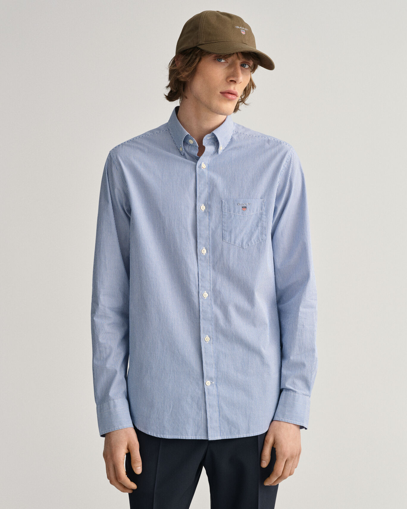 Gant Regular Fit Broadcloth Banker Shirt - College Blue - Corcoran's ...