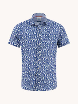 A Fish Name Fred Sunshade Shirt- Cobalt