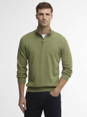 Barbour Cotton Half Zip Sweater - Laurel Green