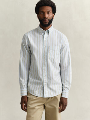 Gant Regular Fit Archive Oxford Stripe Shirt-Sky Blue