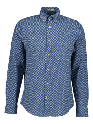 Gant Regular Fit Cotton Linen Print Shirt-Vintage Blue