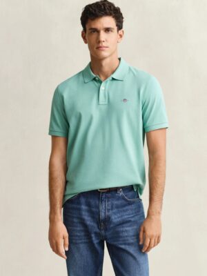 Gant Regular Fit Shield S/S Pique Polo-Muted Turquoise