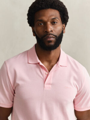 Gant Two Tone Short Sleeved Polo- Washed Pink