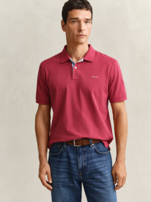 Gant Contrast Collar Pique Polo- Muted Red