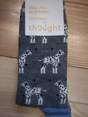 Thought Bamboo Socks, Dalmation Dog Design - Dark Grey