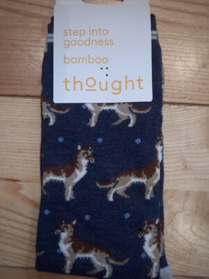 Thought Bamboo Socks, German Shepherd Dog Design - Navy Blue