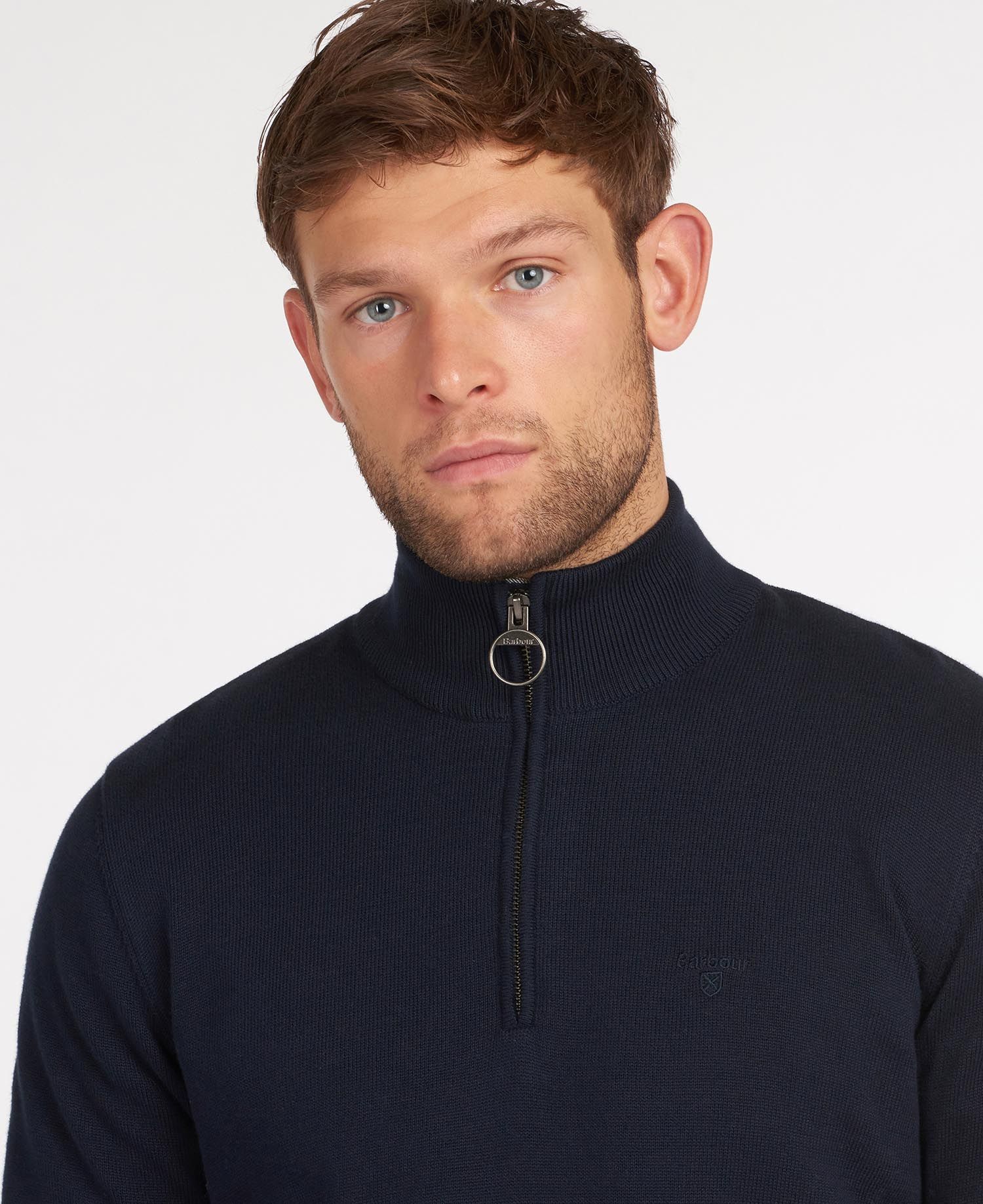 Barbour Cotton Half Zip Sweater- Navy - Image 3