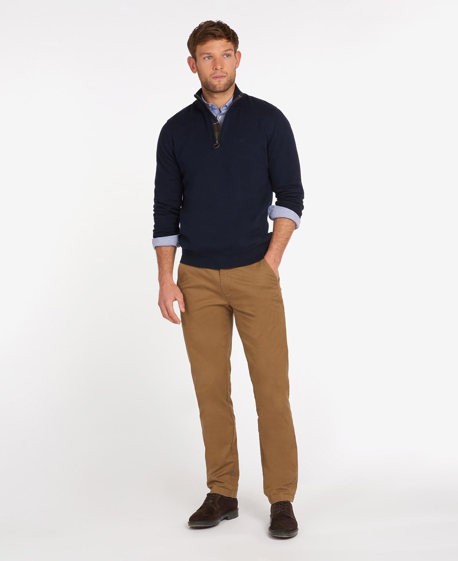 Barbour Cotton Half Zip Sweater- Navy - Image 4