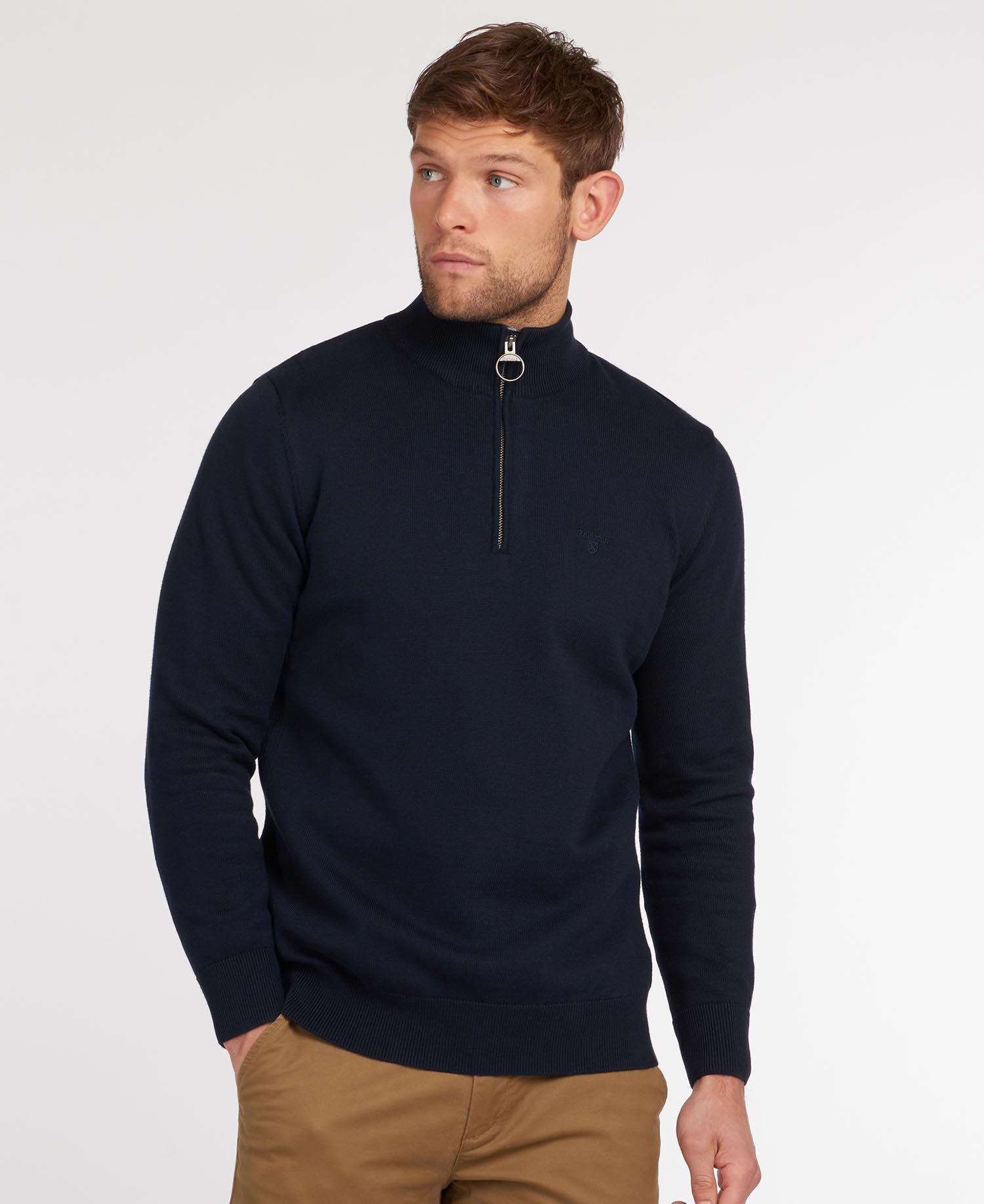 Barbour Cotton Half Zip Sweater- Navy