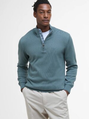 Barbour Cotton Half Zip Sweater - Vintage Teal