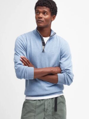Barbour Cotton Half Zip Sweater - Dark Chambray